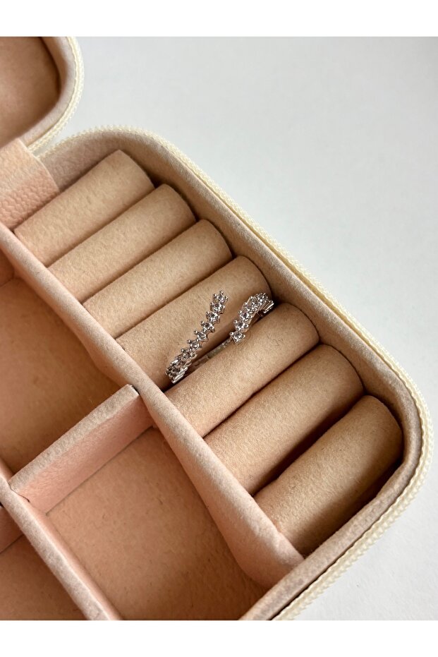 خاتم قابل للتعديل موديل حلزوني من حجر الزركون - 3