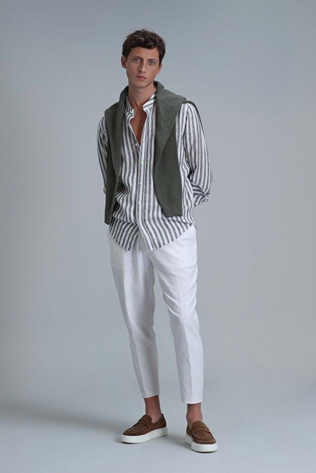 111010624 Fast Hakim Yaka Basic Gömlek Comfort Fit Erkek Gömlek YEŞİL - 3