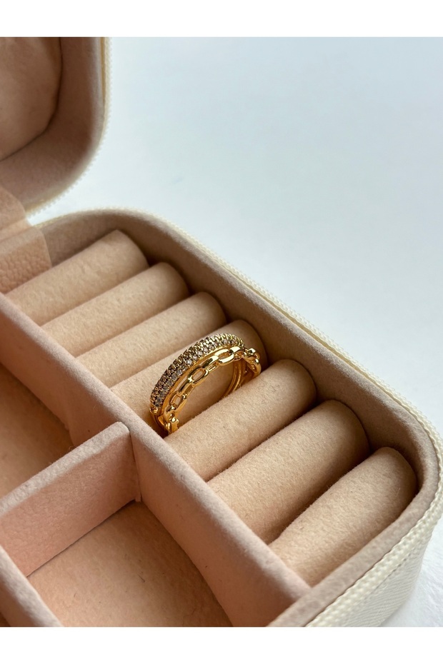 خاتم موديل ذو صف مزدوج من الحجر الرقيق - 3