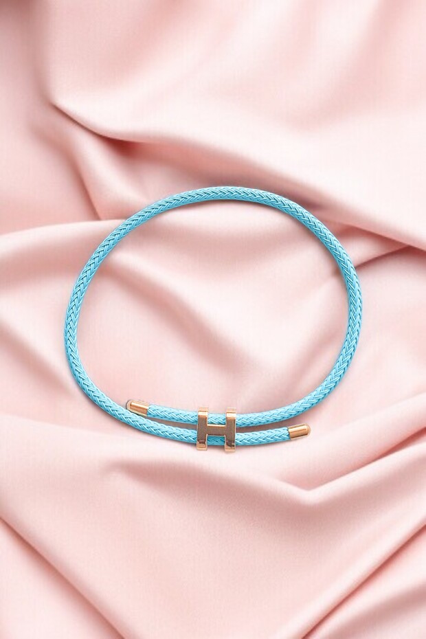 Mesh Coated Steel Bracelet - Light Turquoise Gold