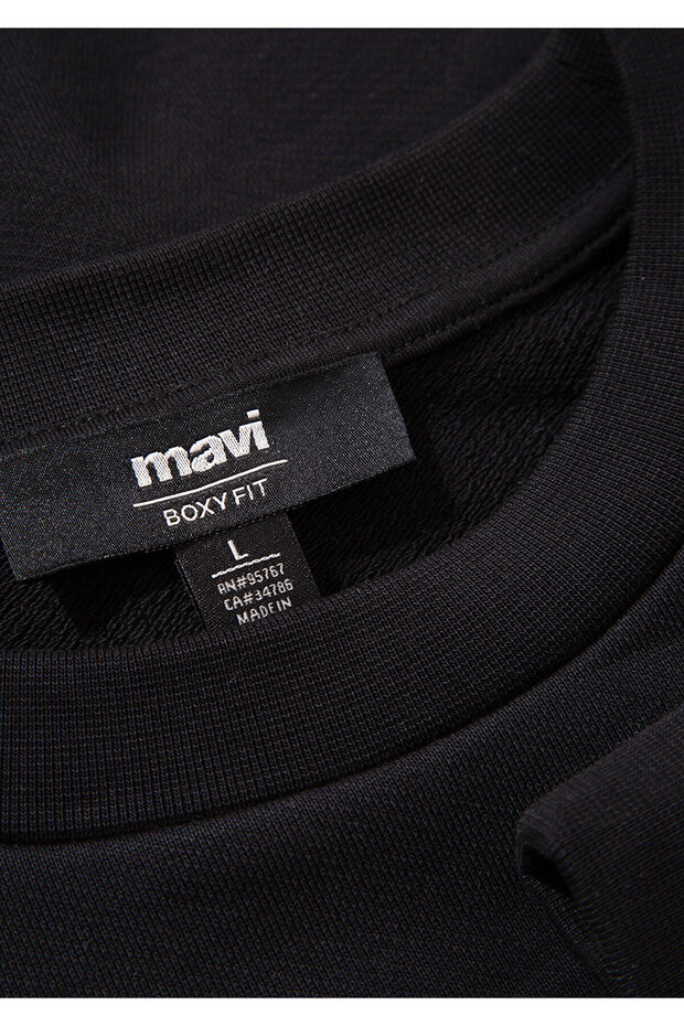 Bisiklet Yaka Siyah Basic Sweatshirt 0S10348-900 - 6