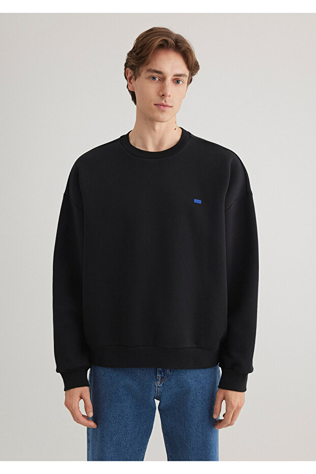 Bisiklet Yaka Siyah Basic Sweatshirt 0S10348-900 - 3