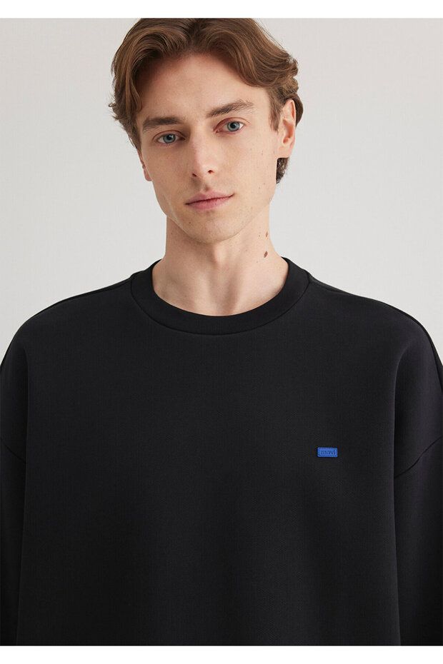 Bisiklet Yaka Siyah Basic Sweatshirt 0S10348-900 - 5