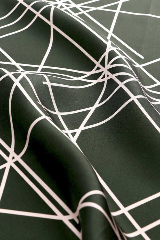 وشاح حريري أخضر - شبشب منقوش على شكل صدى - 3