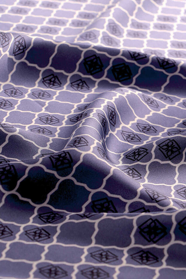 Mor Monogram İpek Eşarp - 3