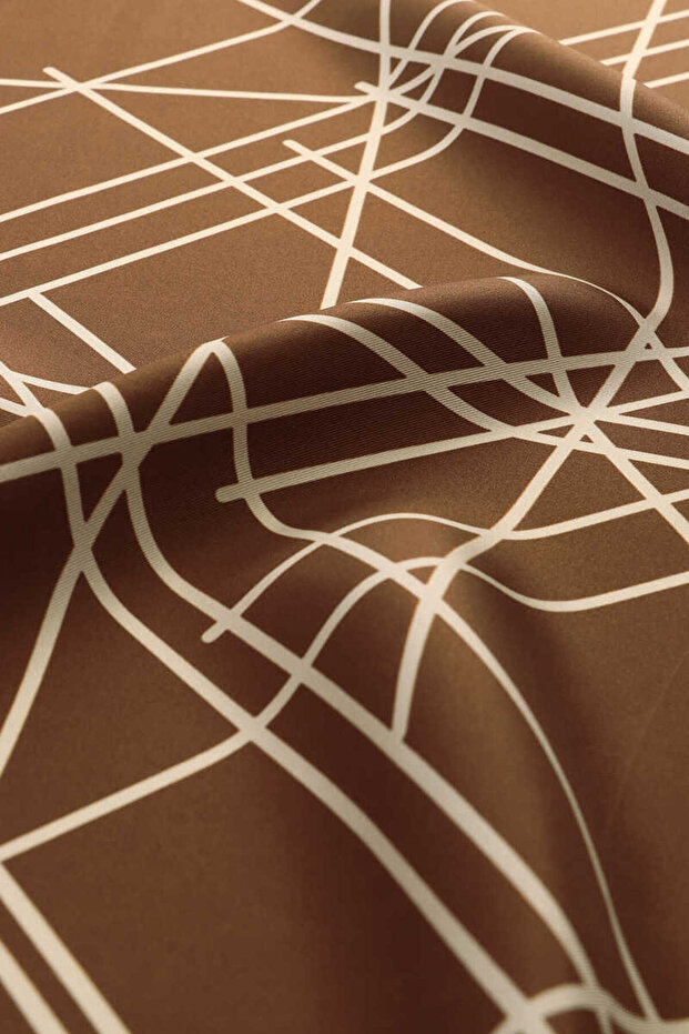 وشاح حريري Twill - نمط صدى بني - 3
