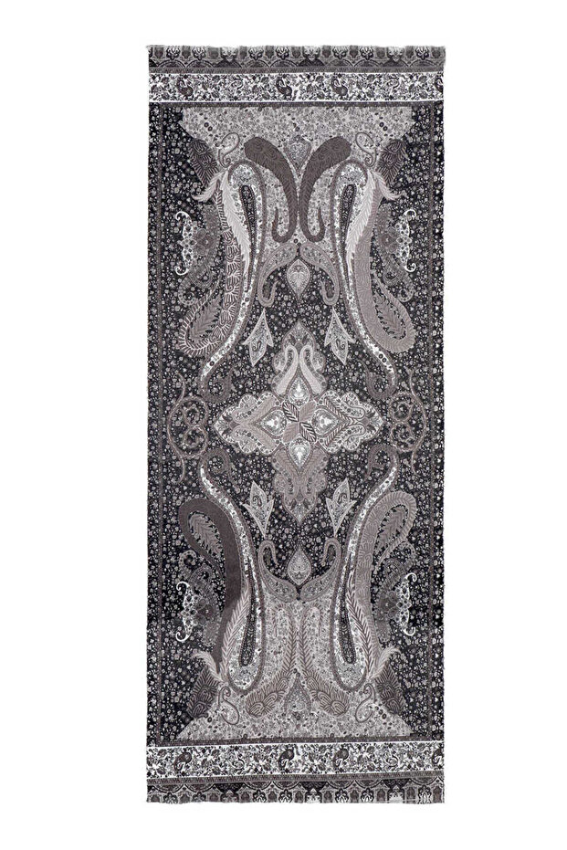 Gray Shawl Pattern Winter Shawl - 4