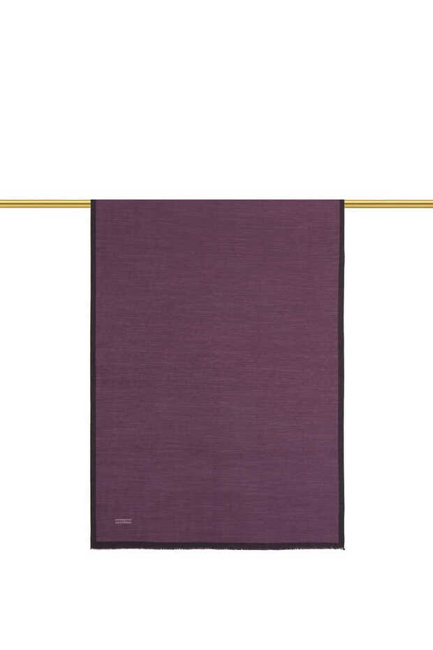 Silk Cotton Purple Monogram Patterned Shawl - 3
