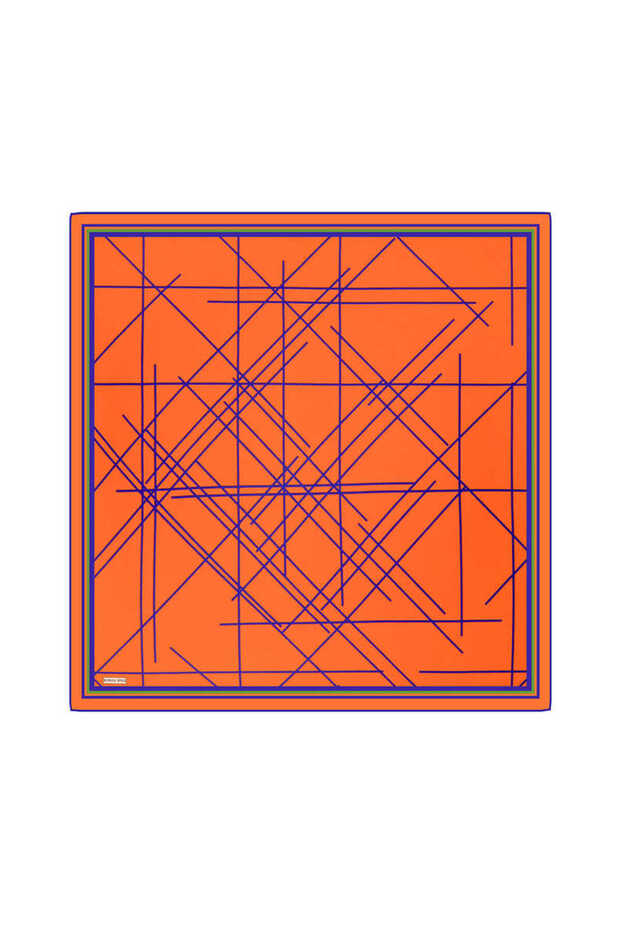 OrangE Silk Scarf - Echo PattErnEd Twill - 1