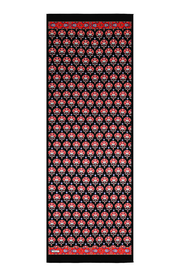 Black Carnation Pattern Silk Scarf - 4
