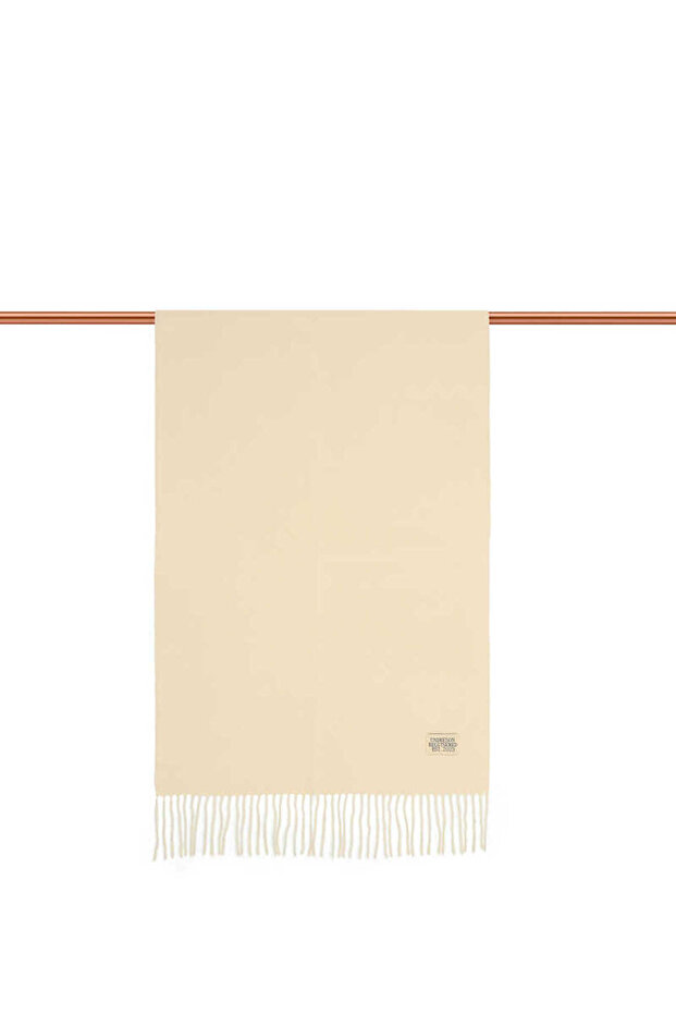 Krem Çift Taraflı Kışlık Şal - 3