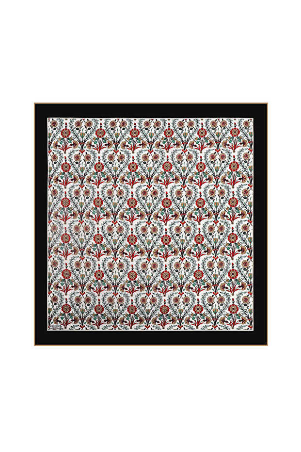 وشاح حريري بنمط الجانب الأسود - 1