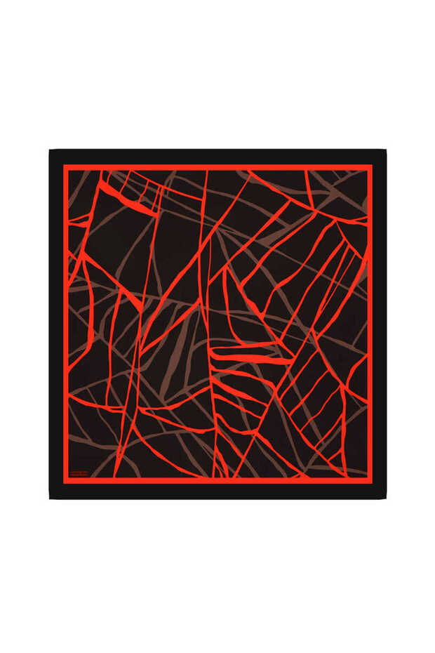 Eșarfă din mătase twill - model mozaic de castane - 1