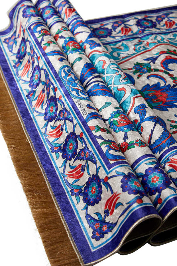 Saks Kadife Halı Seccade - 3