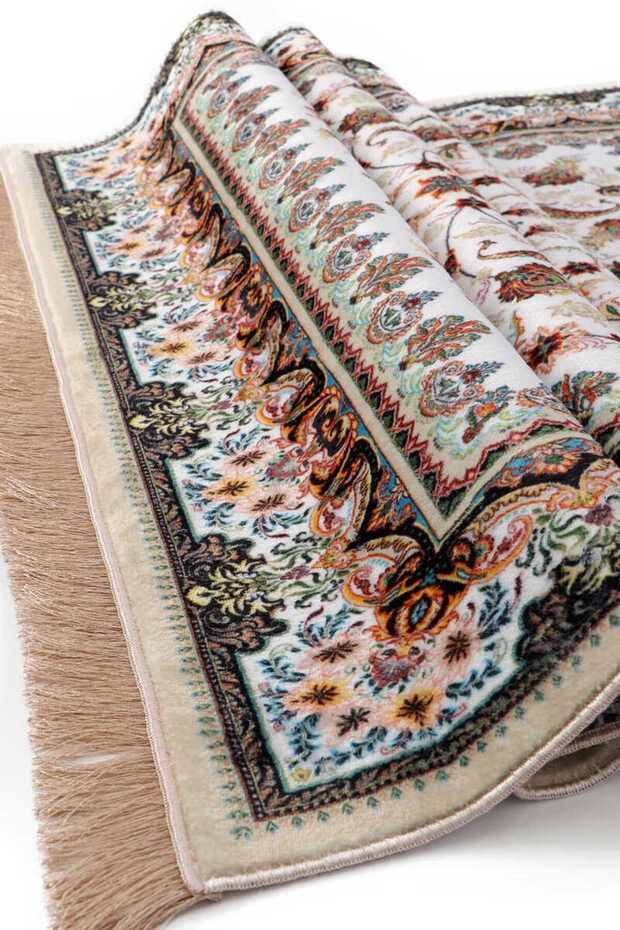 Beyaz Bambu Halı Seccade - 4