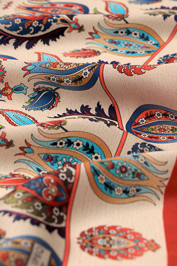 Eșarfă de mătase cu model Taba İznik - 3