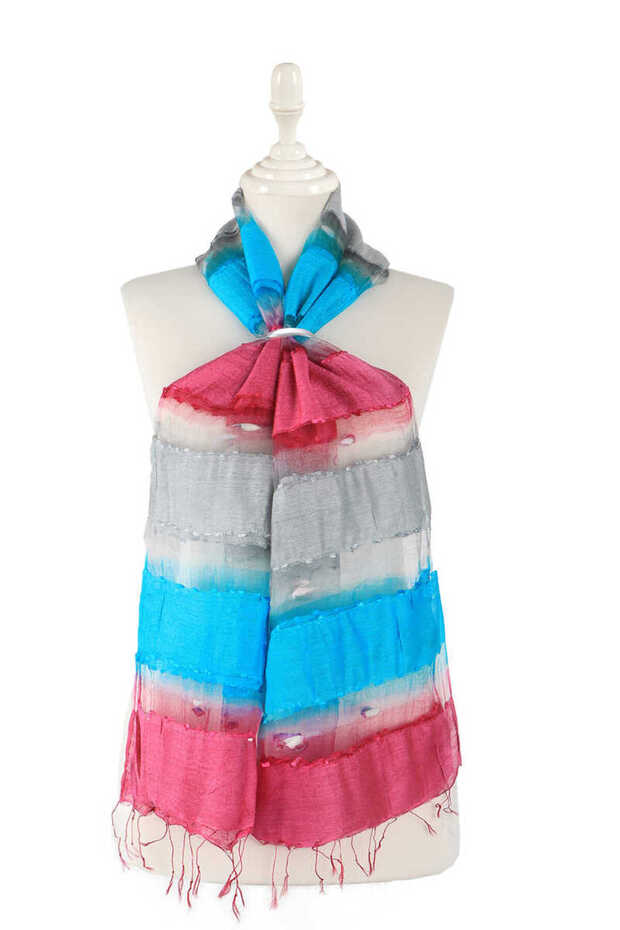 Fuchsia Turquoise Gradient Cocoon Scarf - 1