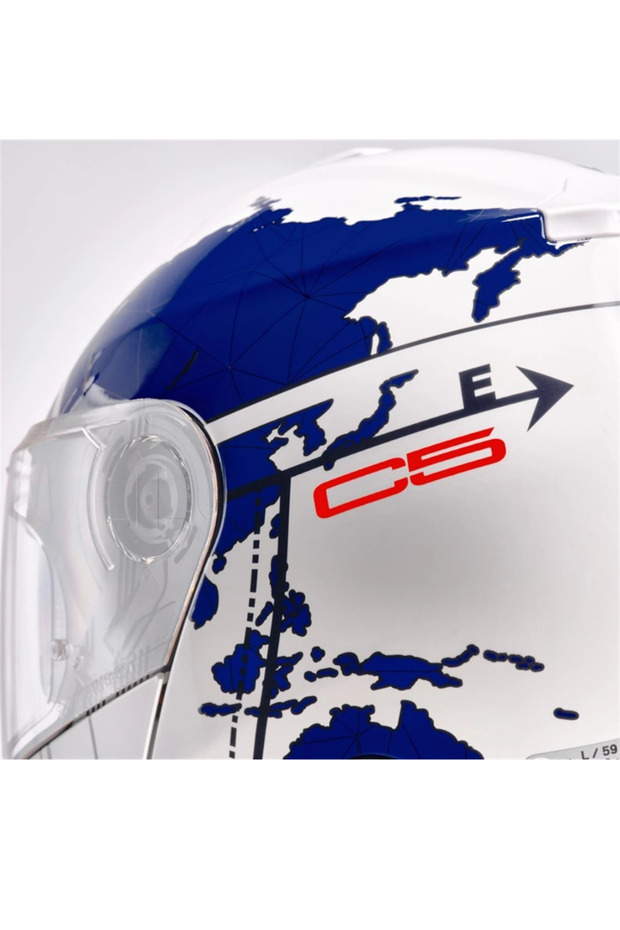 C5 Çeneden Açılır Kask (GLOBE MAVİ) - 6