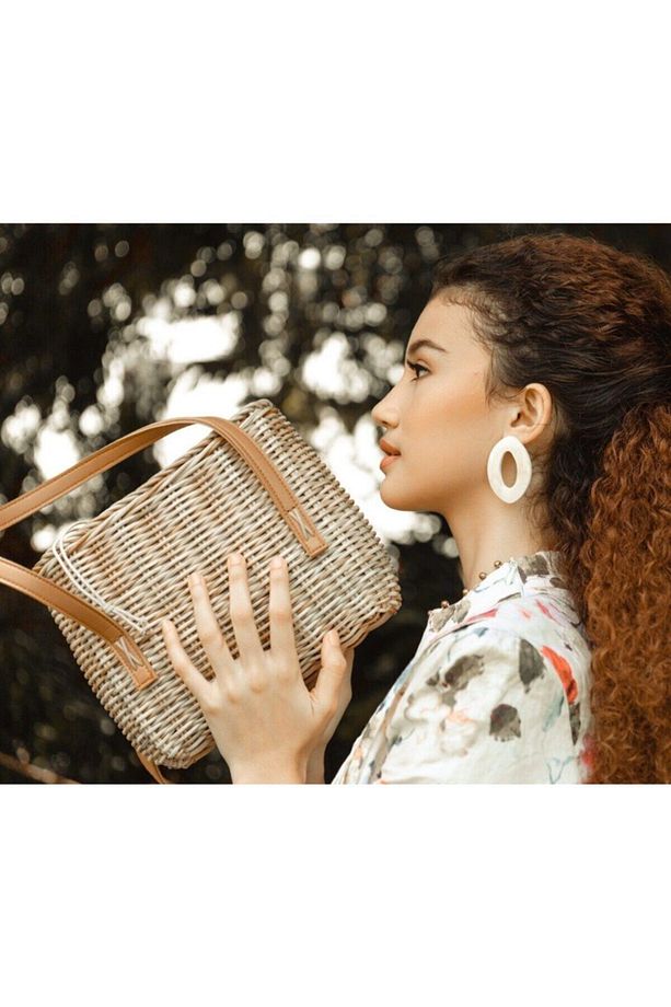 Lotte Wicker Hand Bag El Yapımı Hasır Çanta - 1