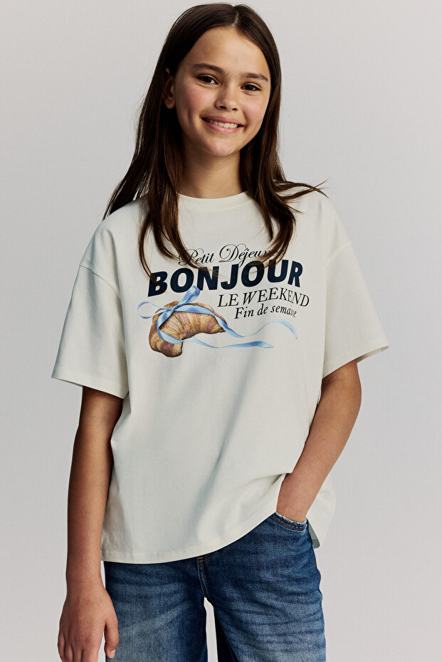 Pamuklu Oversize Tişört - 1