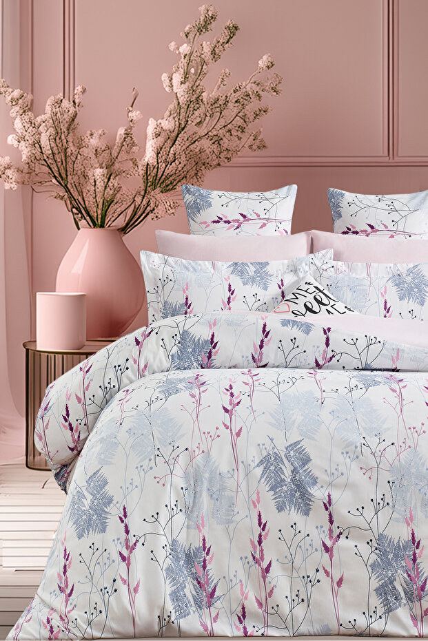 Reversible Double Duvet Cover Set with Elastic Bed Sheet Rosa