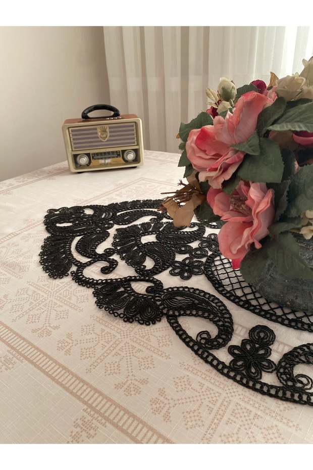 French Lace One Piece Runner, Table & Coffee Table Cover, Dowery Runner 108X39