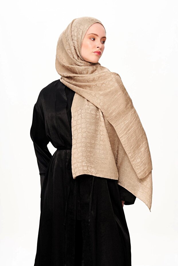 Perla Premium Jakarlı Şal Bej - 3