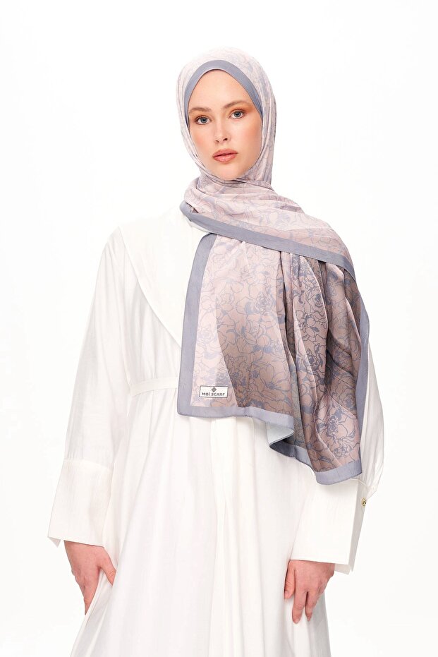 Echo D'Orient Zero Weight Patterned Shawl Light Gray - 2