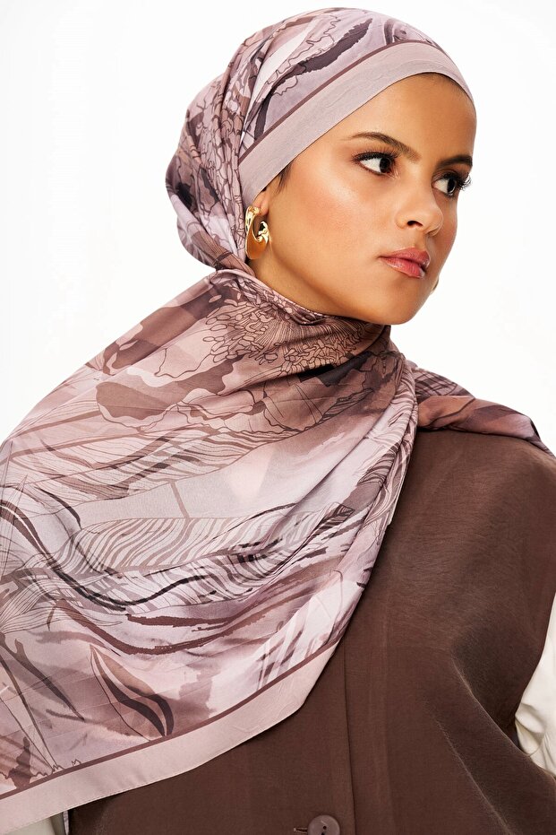 Florence Dream Zero Weight Patterned Shawl Chocolate - 1