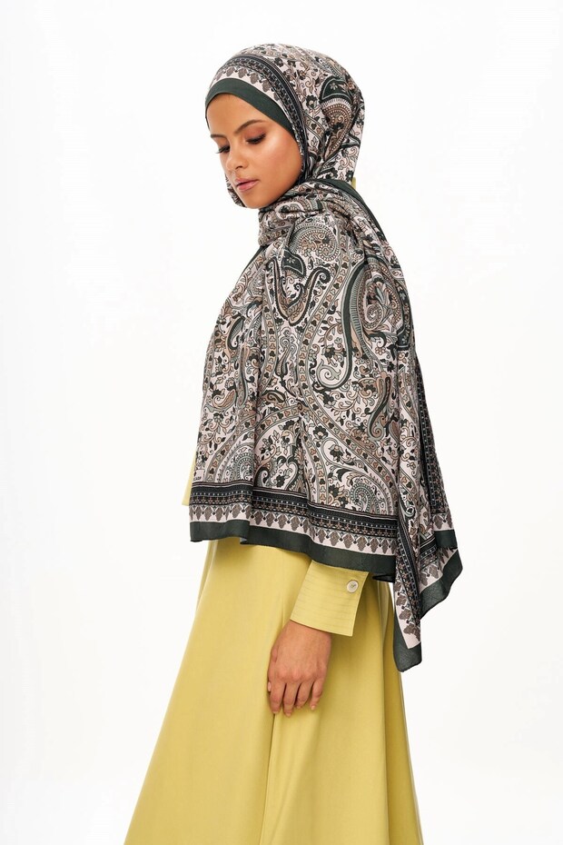 Pai̇sverde Zero Weight Patterned Ethnic Patterned Shawl Anthracite - 3