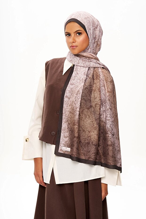 Echo D'Orient Zero Weight Patterned Shawl Dark Brown - 2