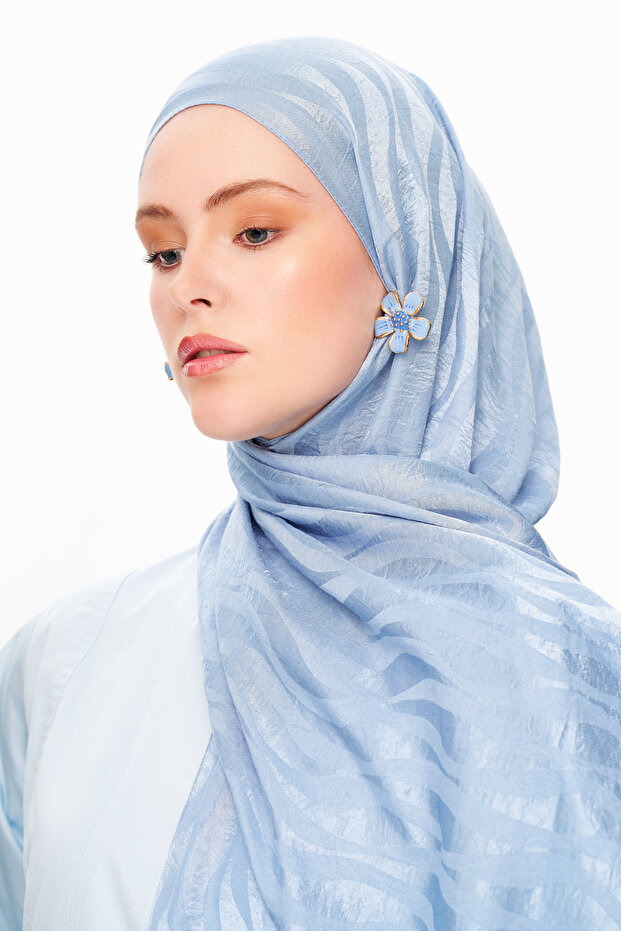 Sable Drift Premium Jakarlı Şal Bebe Mavi - 1