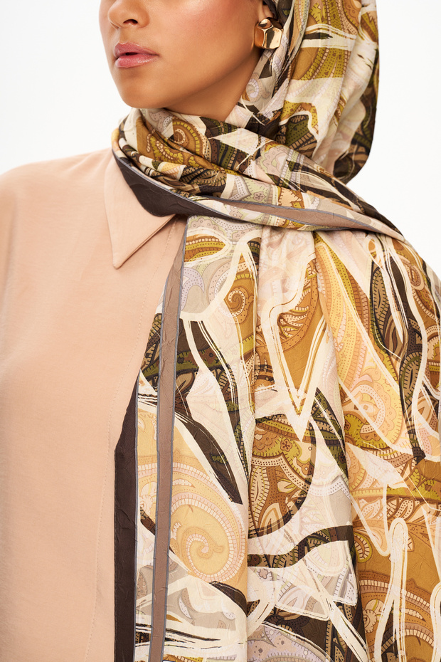 Fleur De Brume Patterned Shawl Brown - 2