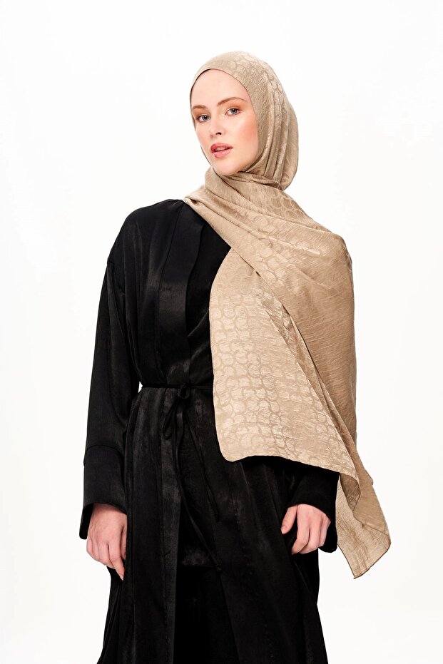 Perla Premium Jakarlı Şal Bej - 2