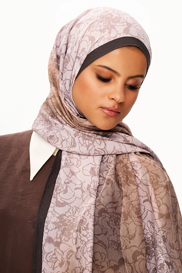 Echo D'Orient Zero Weight Patterned Shawl Dark Brown - 1