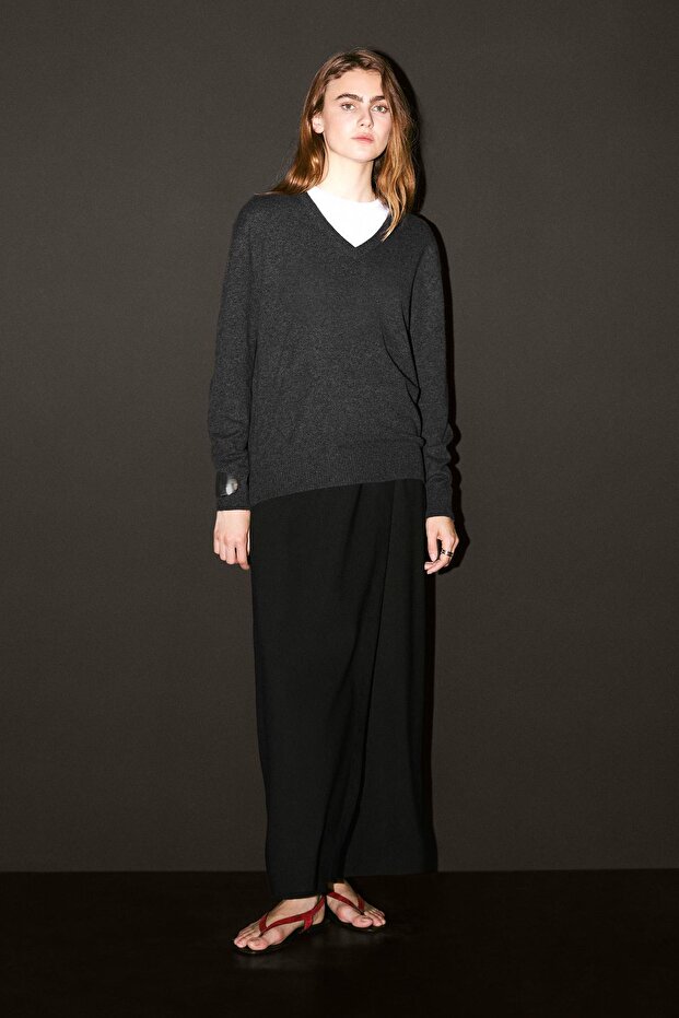 %100 kaşmir triko V yaka kazak - 6