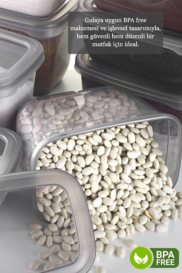 Set of 8 Food Storage Containers - Flour and Pulses Storage Box with Leak-Proof Lid 2X(3250-2000-1300-750ml) - 3