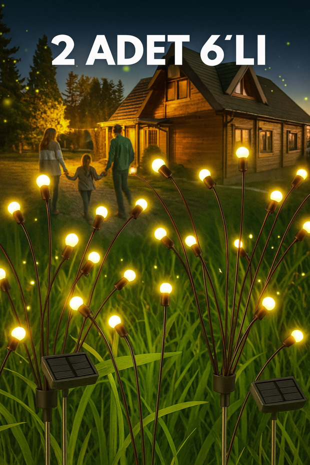Solar 6 Led'li Güneş Enerjili Ateş Böceği Çiçek Lamba (2 ADET) - 1