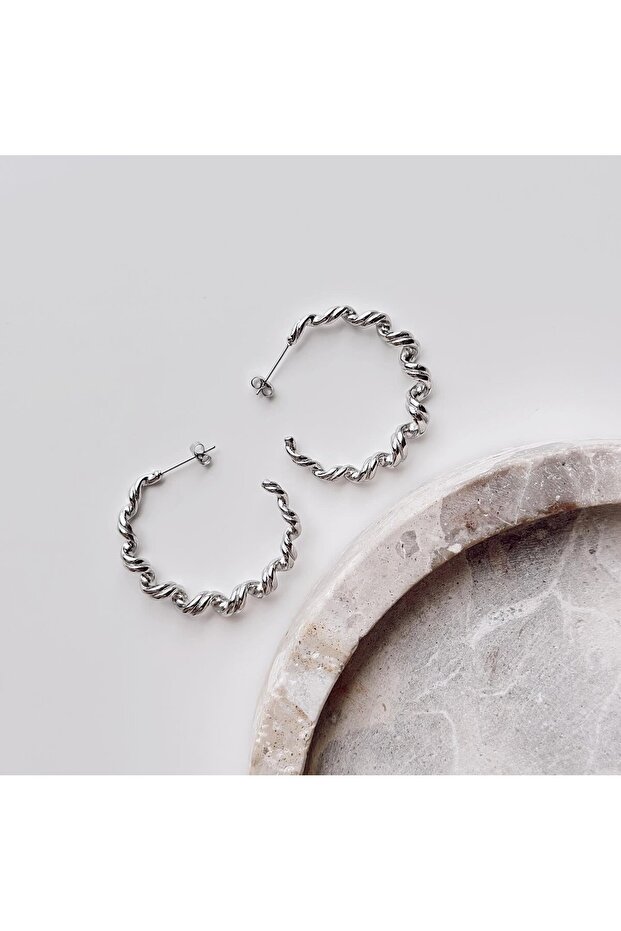 Piega gray steel earrings