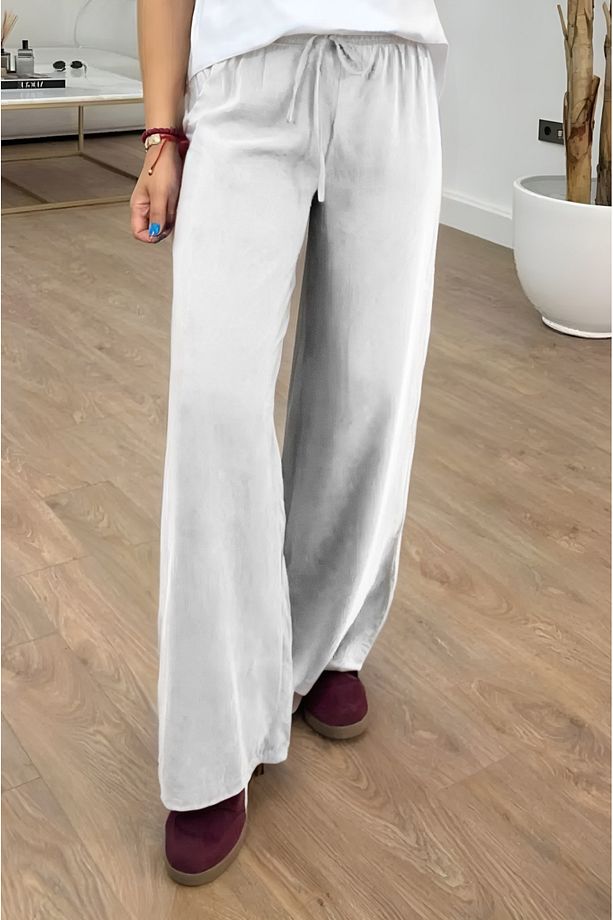 Bağcıklı Beli Lastikli Yıkamalı Modal Dokuma Palazzo Kadın Pantolon 4016 - 2