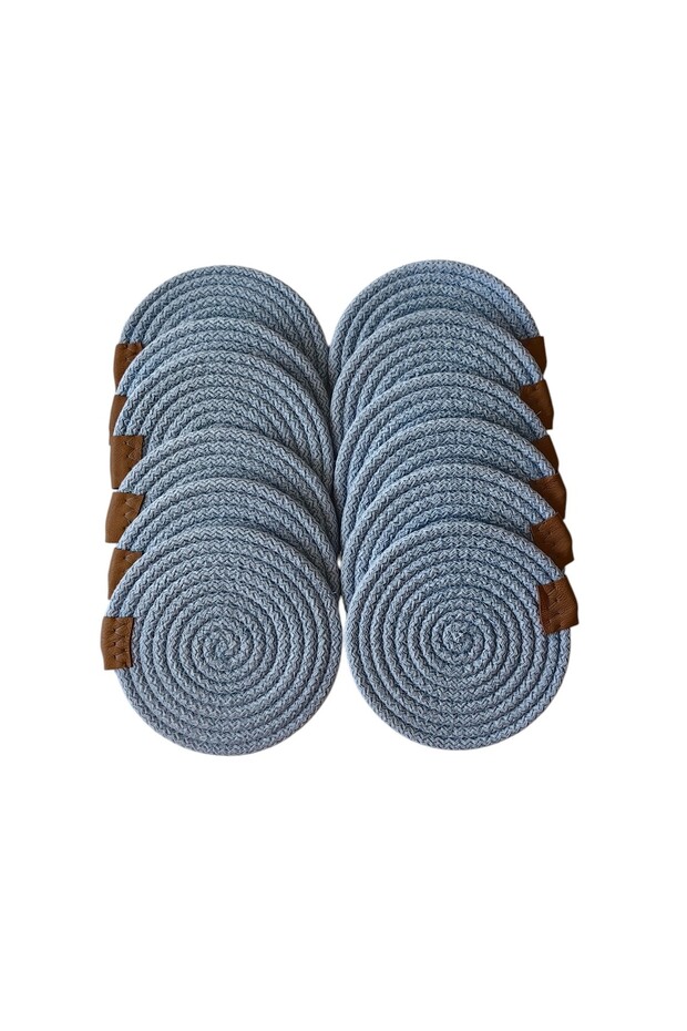 Jute Cup Mug Coaster Light Blue 13cm 12Pcs