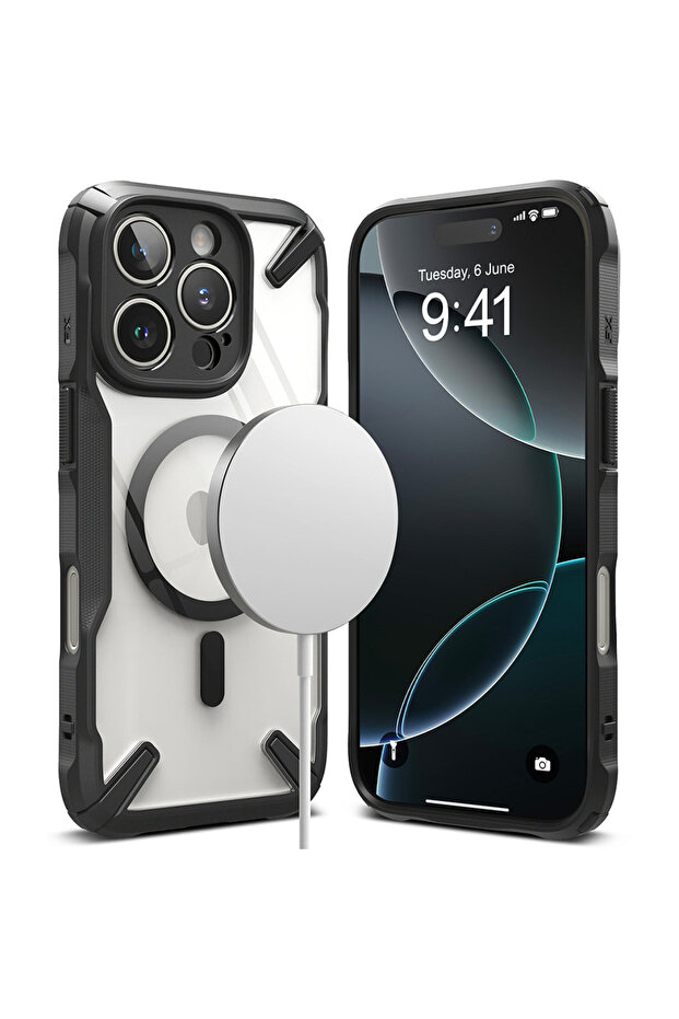 iPhone 16 Pro Max Case Cover | Fusion X Magnetic Series | Back Phone Cover- Black