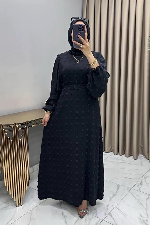 GÜLRU ELBİSE Rochie neagră de damă, din țesătură Ayrobin importată, de sezon - 5