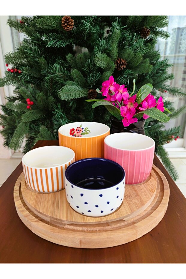 Garden Serenity Stoneware 5 Piece Presentation Bowl 25 cm Colorful