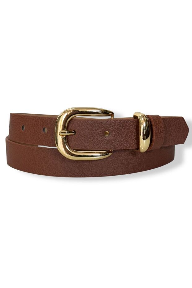 Kadın gold tokalı taba kemer - 4