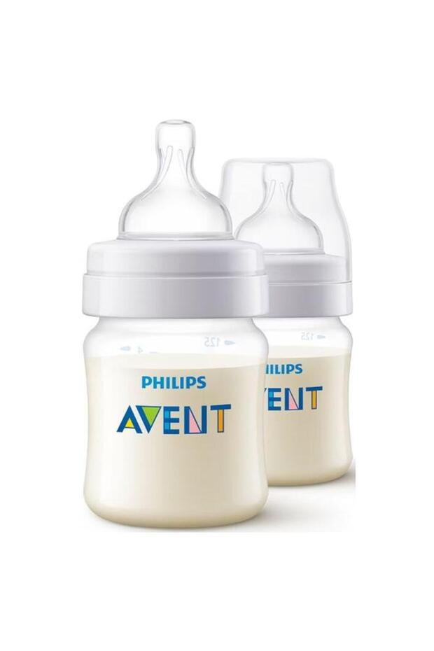 Sada 2 antikolikových detských fliaš Philips Avent SCY100/02, 125 ml, +0 mesiacov, 2 ks, bez BPA (biela/tradičná) - 3