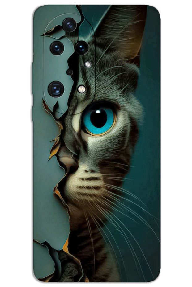 Huawei P50 Pro Case Hd Pattern Printed Back Cover - Blue Cat