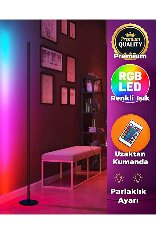 Led Rgb Ayaklı Lambader Kumandalı Lamba 1020 - 1