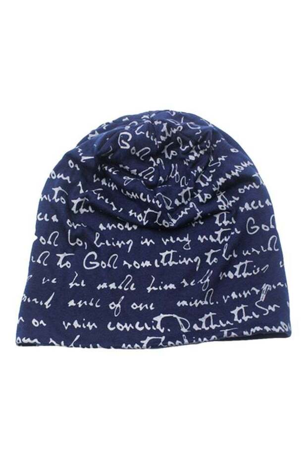 قبعة متدلية مطبوعة باللون الأزرق/الأبيض - 1