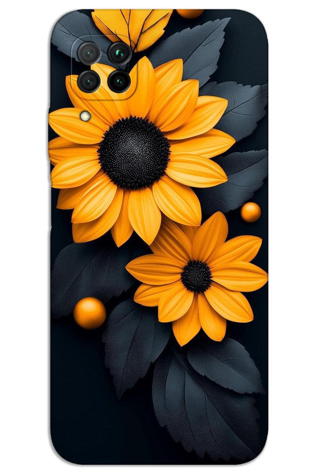 غطاء خلفي مطبوع بنمط HD لهاتف Huawei P40 Lite - زهرة سوداء